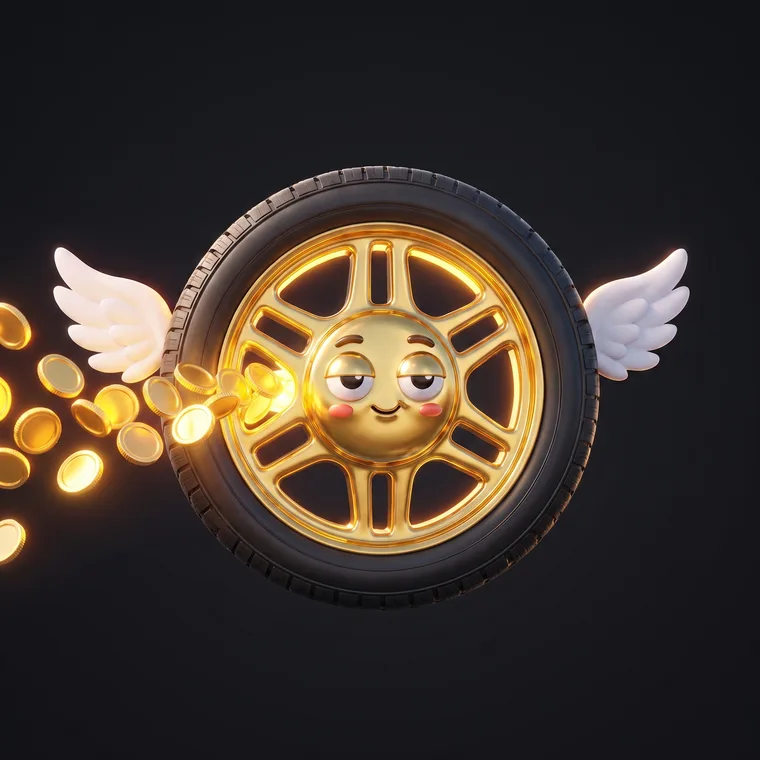 Gold coins flowing into the wheel